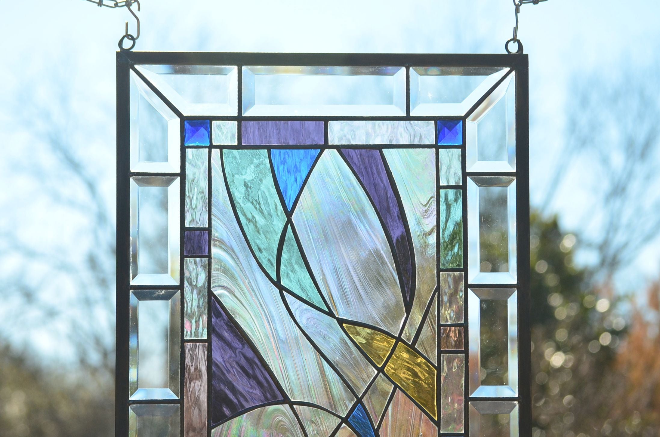 abstract window art by Windsong Glass Studio