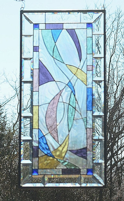 large stained glass window panel