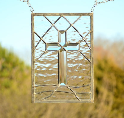 Christian Cross Art for Hanging Religious Glass Art. &