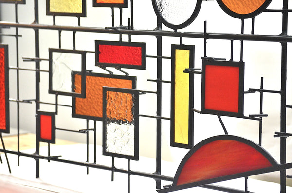 hanging stained glass panel by Windsong Glass Studio