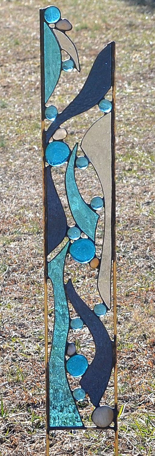 Stained Glass Yard Art Glass Lawn Ornaments. &quot;River View&quot;