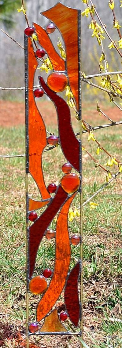 Stained Glass Garden Sculpture for Drought Tolerant Garden Art. &quot;Sizzle&quot;