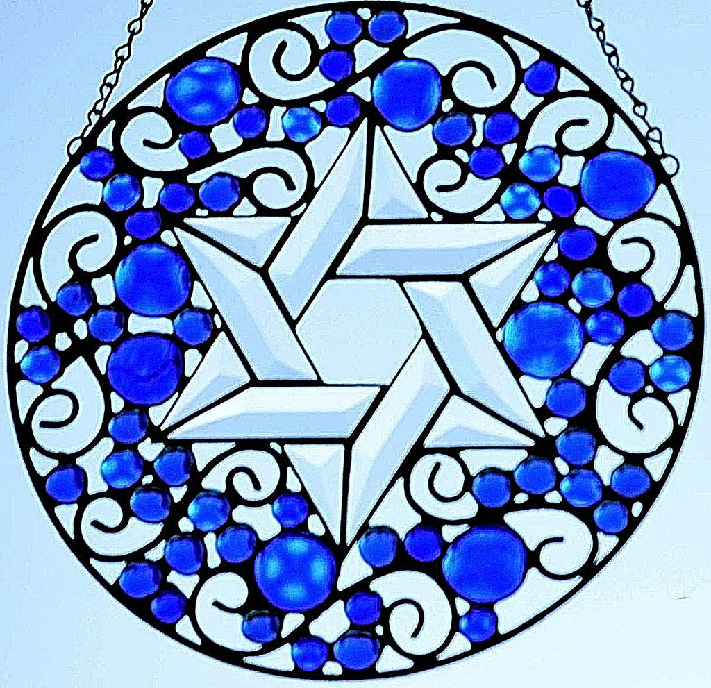 Stained Glass Religious Suncatcher - Star of David