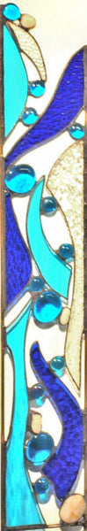 Stained Glass Yard Art in Cool Water Colors -  'River View'