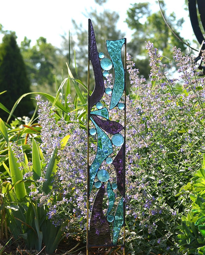 Contemporary Abstract Stained Glass Yard Art . &quot;Butterfly Wings&quot;