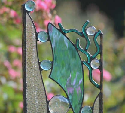 Stained Glass Garden Sculpture with Nautical Theme Design