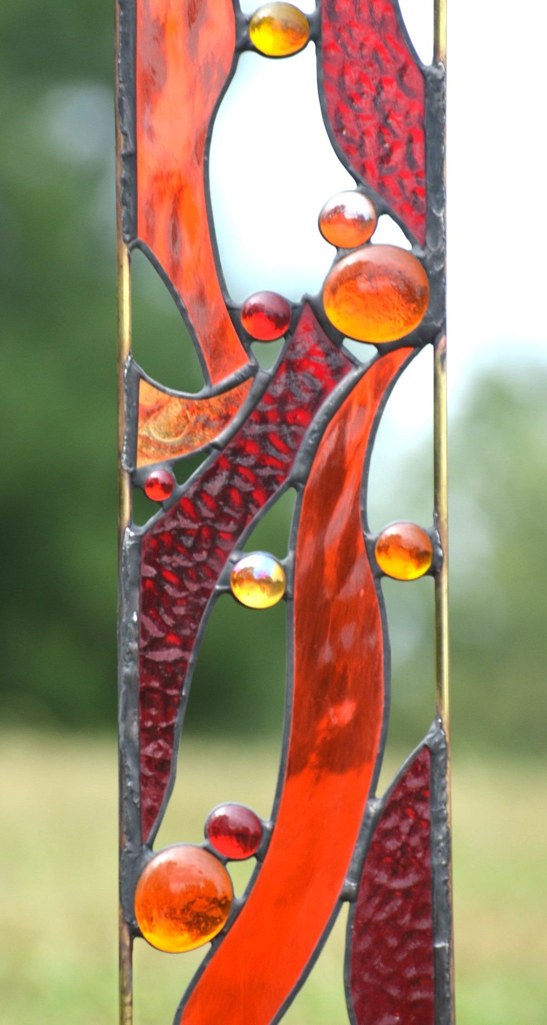 Stained Glass Garden Sculpture for Drought Tolerant Garden Art. &quot;Sizzle&quot;