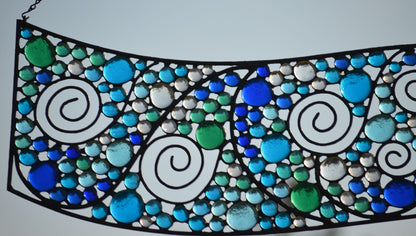 Custom Stained Glass Transom Beach House Stained Glass. &quot;Wave - A&quot;