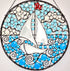 Nautical Stained Glass Panel of Sail Boat. "Sail on By"