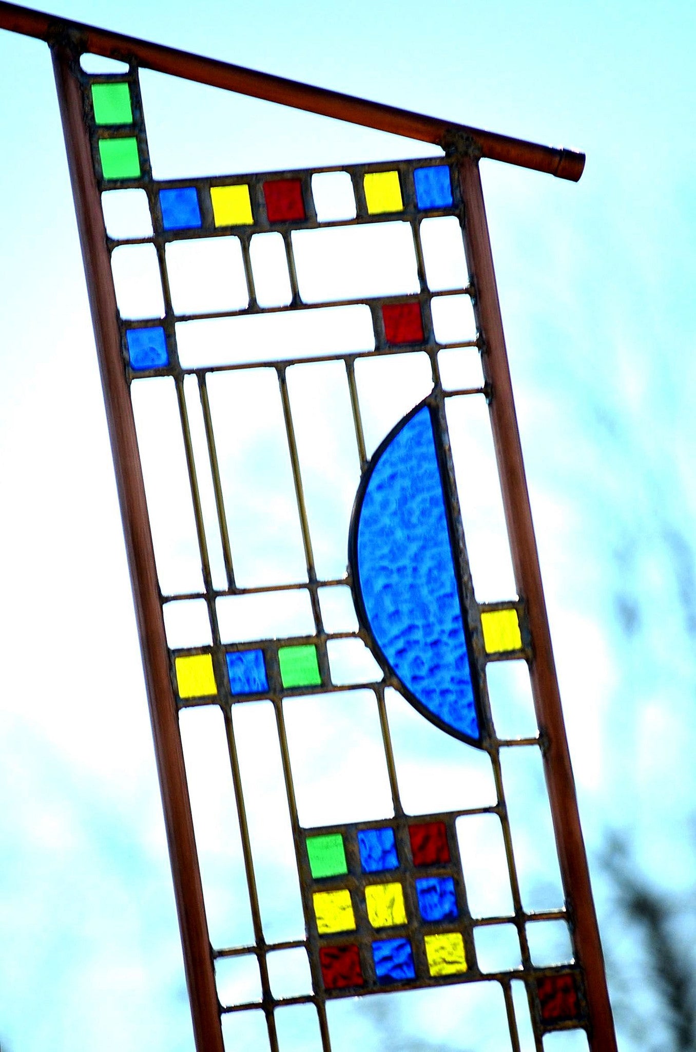 Large Stained Glass Garden Decoration Custom Stained Glass Art. &quot;Prairie Days&quot;