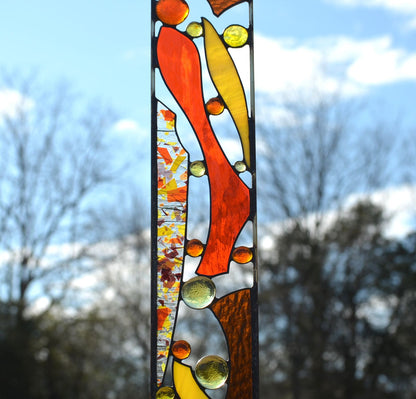 Drought Tolerant Garden Art Stained Glass Stake. &quot;Garden Party&quot;