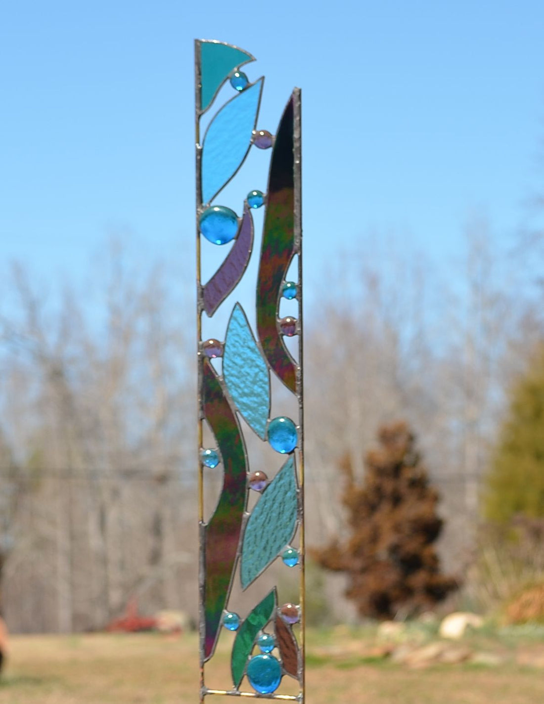 Stained Glass Garden Stake Outdoor Garden Decoration. &