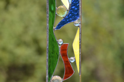 Outdoor Glass Garden Decorating with Stained Glass Garden Art. &quot;Happy Times&quot;