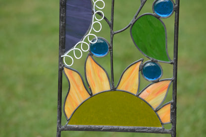 Outdoor Stained Glass Yard Art for Gift Ideas for Gardeners. &quot;Family Flowers&quot;