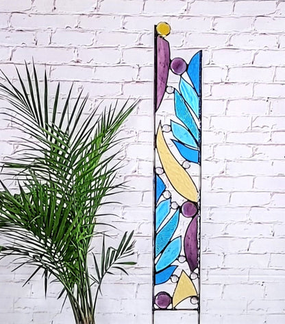 Abstract Glass Art Sculpture for Garden, Stained Glass Yard Stake...&