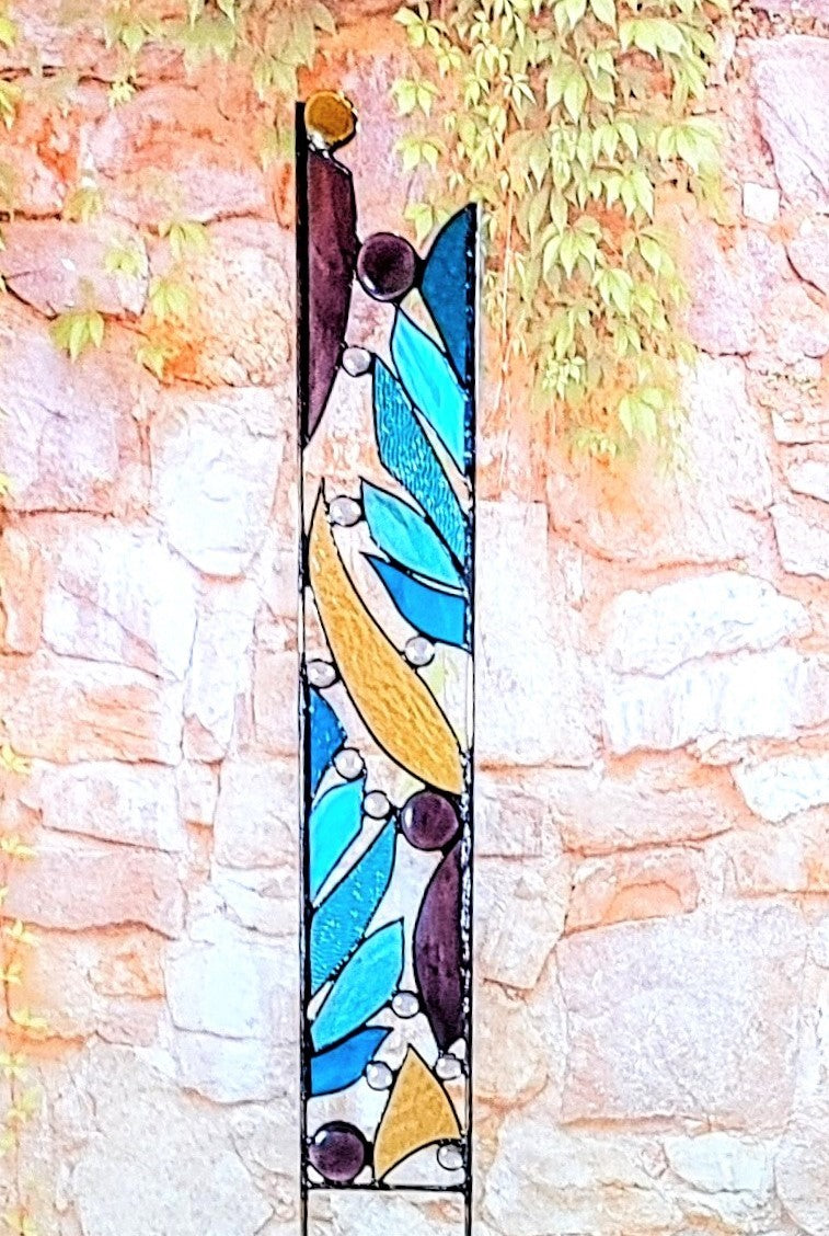 stained glass yard stake