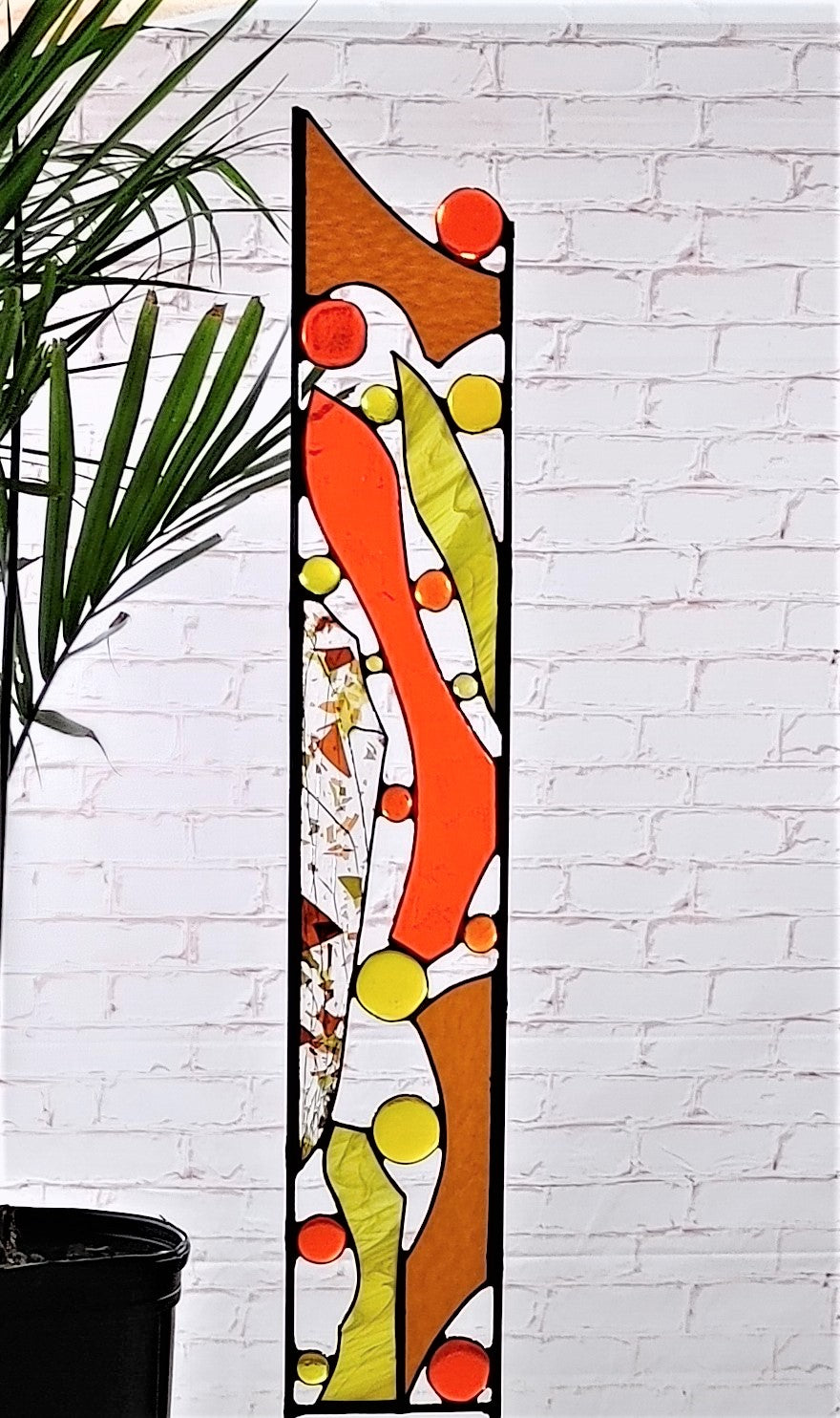 Drought Tolerant Garden Art Stained Glass Stake. &quot;Garden Party&quot;