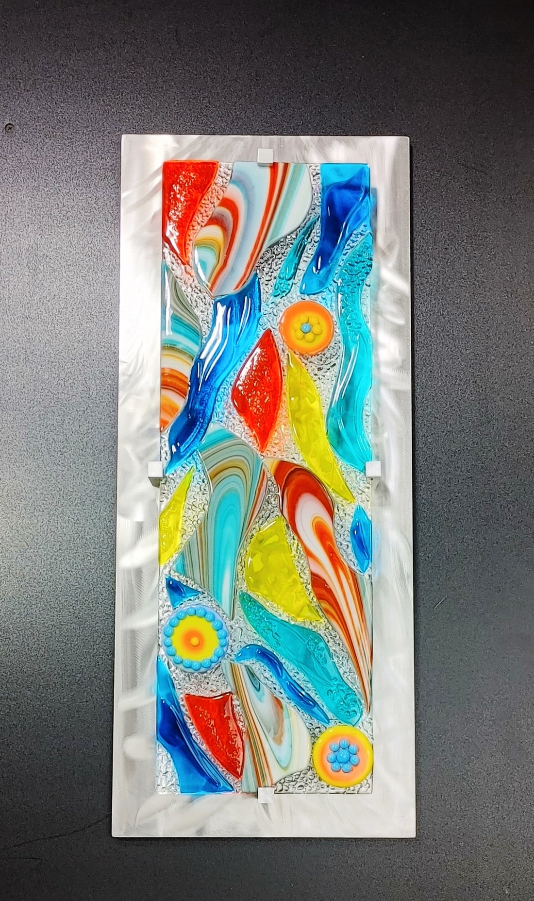 Glass Wall Art Panel Fused Stained Glass Art Southwest Design. "Mirage"