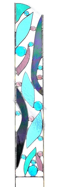 Stained Glass Garden Stake - Peacock Feathers