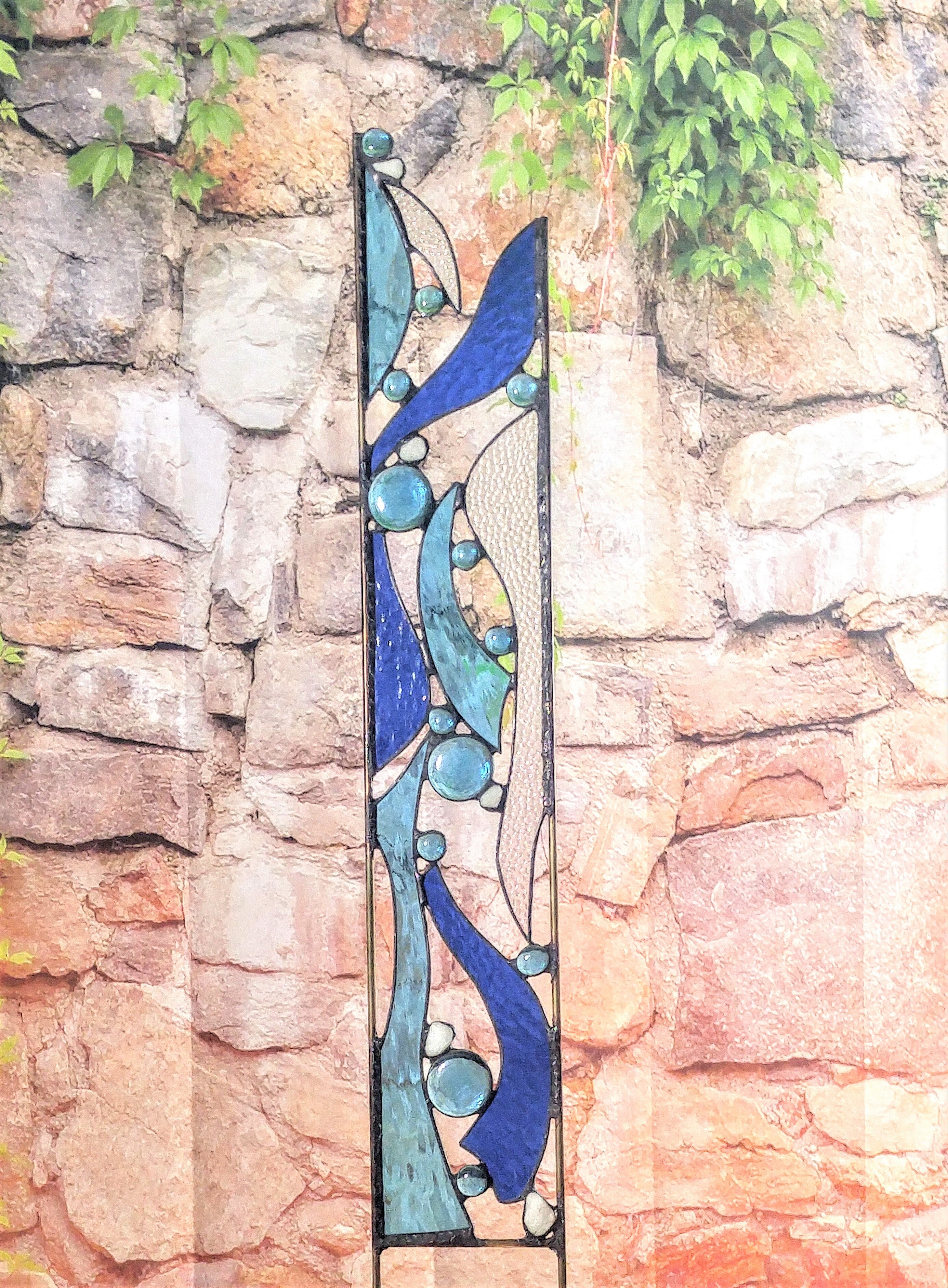 Stained Glass Yard Art Glass Lawn Ornaments. &quot;River View&quot;