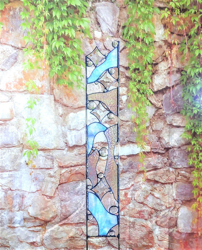 Stained Glass Memorial Gift Glass Lawn Art Stained Glass Garden Stake. &quot;Stars&quot;