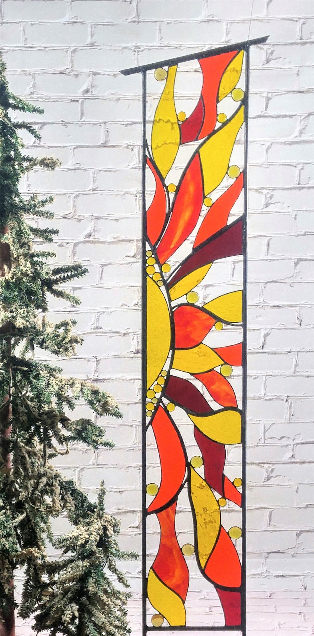 large stained glass garden sculpture
