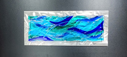 fused glass wall art panel in water colors